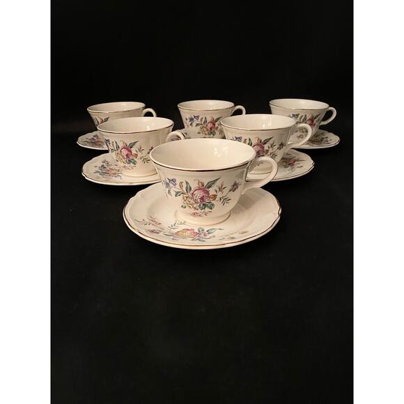 Set of 6 Edwin Knowles Winslow Teacups & Saucers - 1950s - Picture 3 of 9